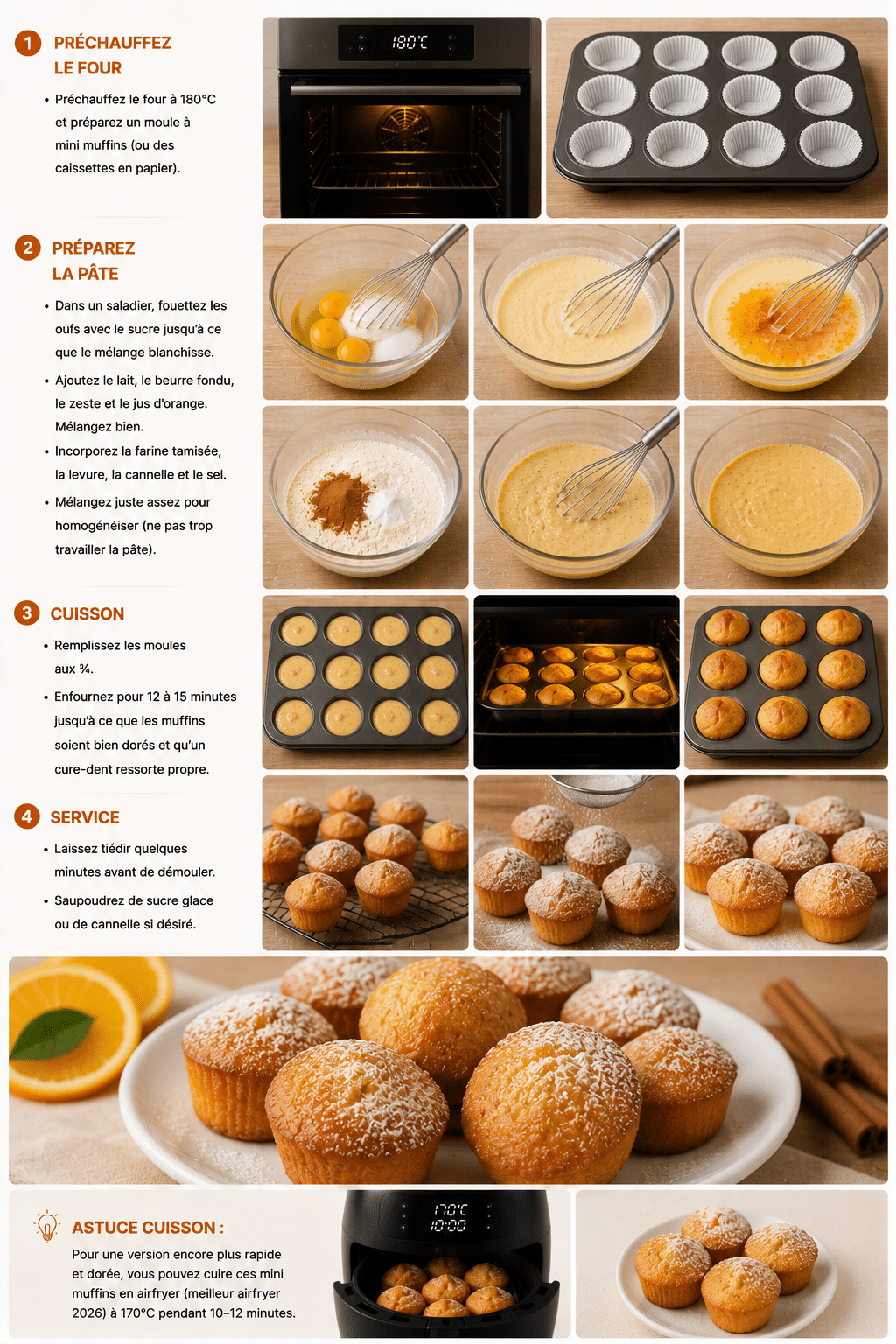 Le Guide de Préparation : Mini Muffins Orange-Cannelle : les petites douceurs moelleuses et parfumées de l’automne Le Guide de Préparation : Mini Muffins Orange-Cannelle : les petites douceurs moelleuses et parfumées de l’automne