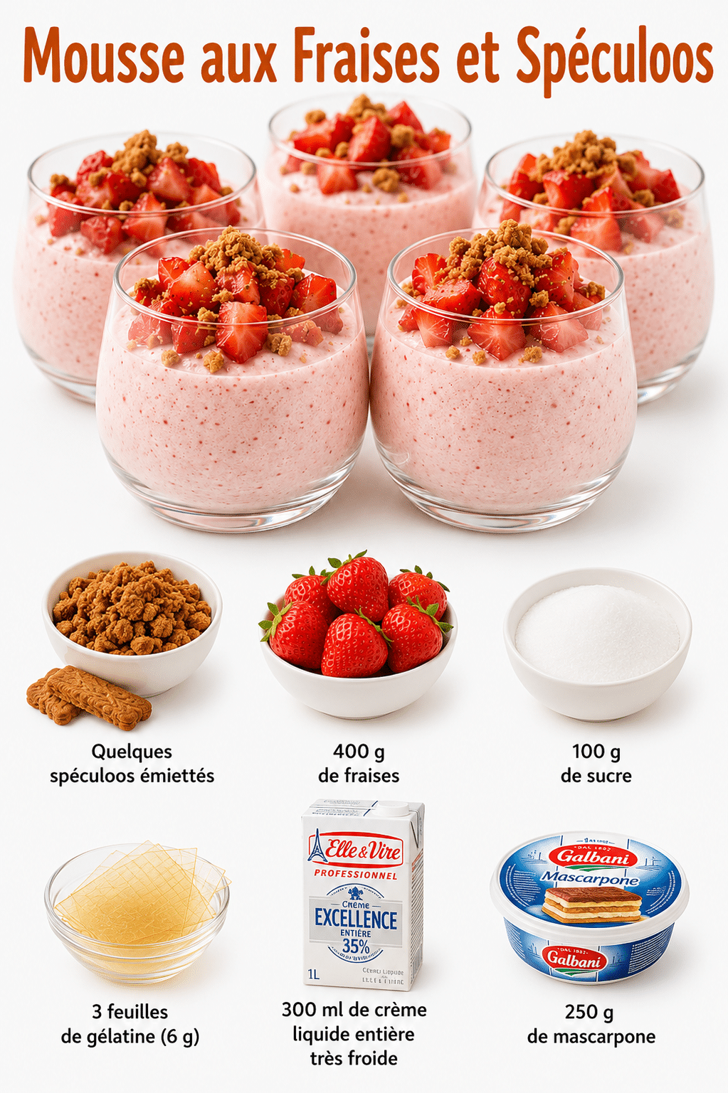 Mousse aux Fraises et Spéculoos : le dessert frais, crémeux et croquant de l’été Mousse aux Fraises et Spéculoos : le dessert frais, crémeux et croquant de l’été