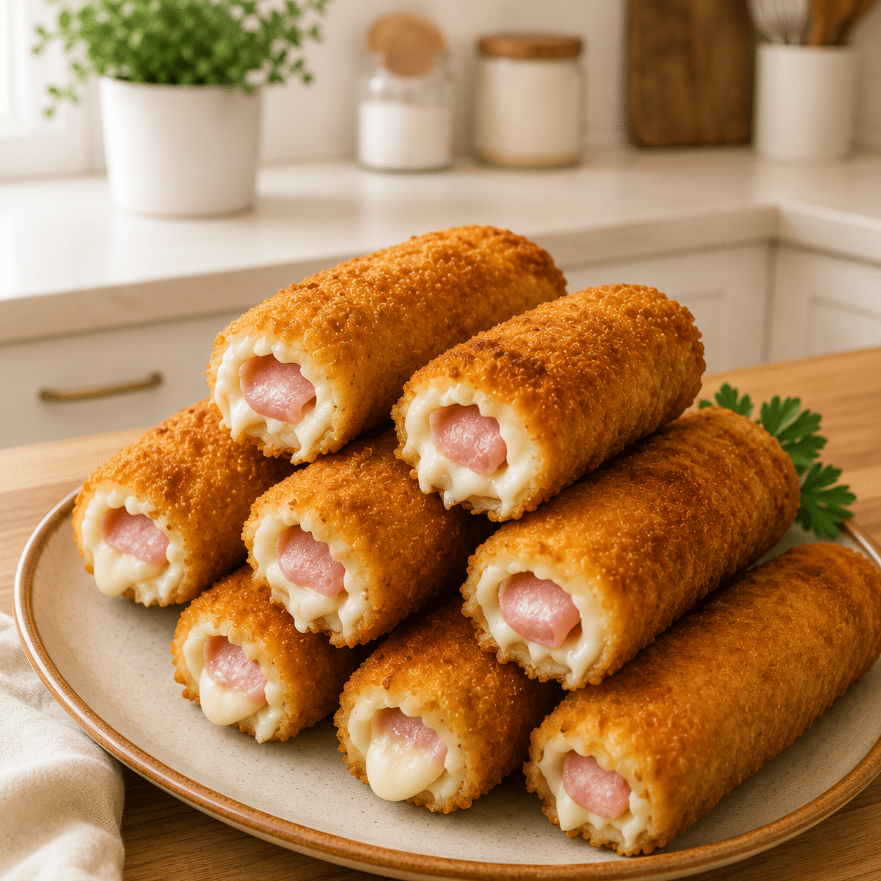 Roulés Croustillants au Jambon et Chèvre Frais