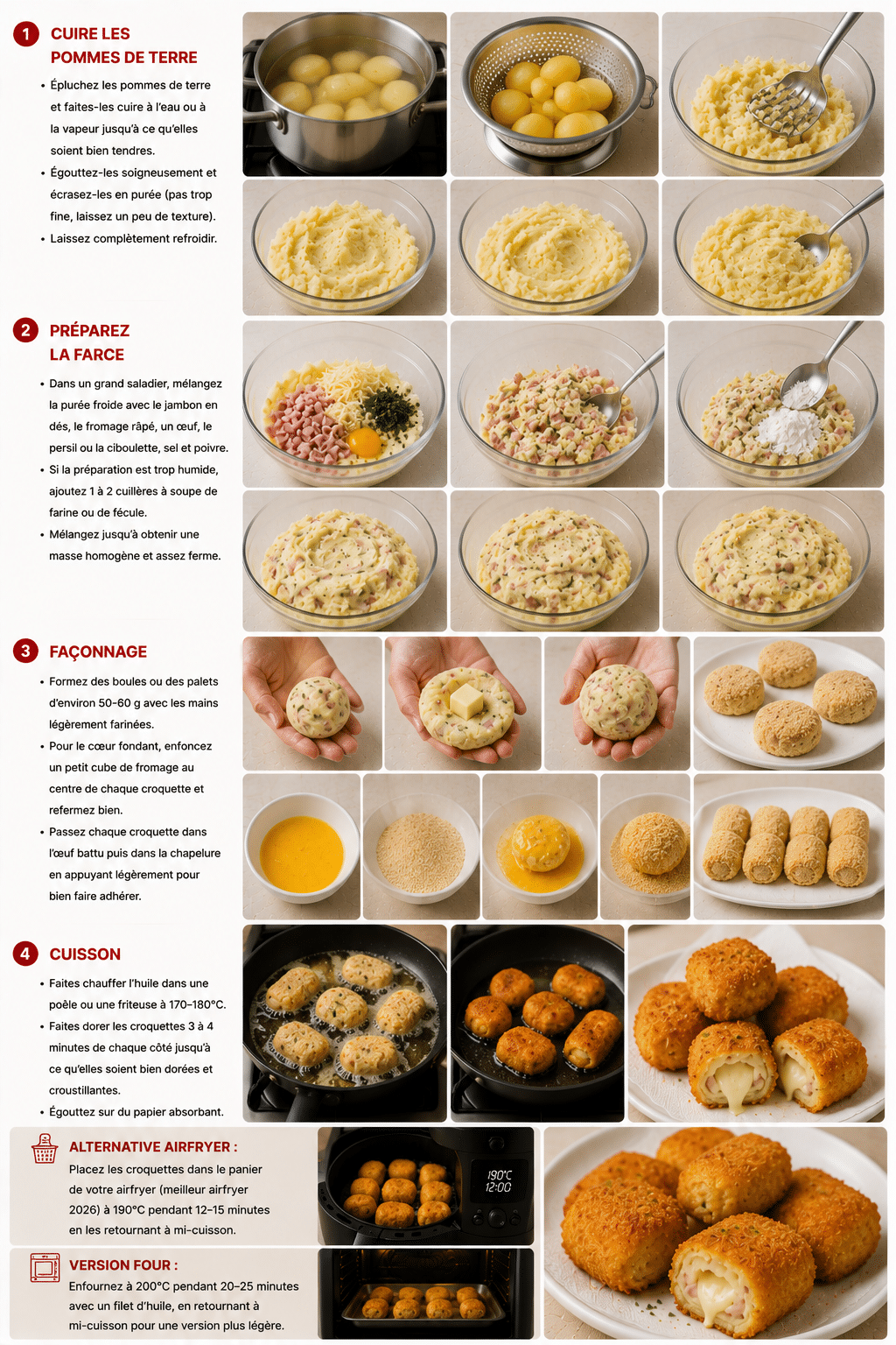 Le Guide de Préparation : Croquettes de Pommes de Terre au Jambon et Fromage (Cœur Fondant) : le plaisir croustillant qui fait fondre tout le monde Le Guide de Préparation : Croquettes de Pommes de Terre au Jambon et Fromage (Cœur Fondant) : le plaisir croustillant qui fait fondre tout le monde