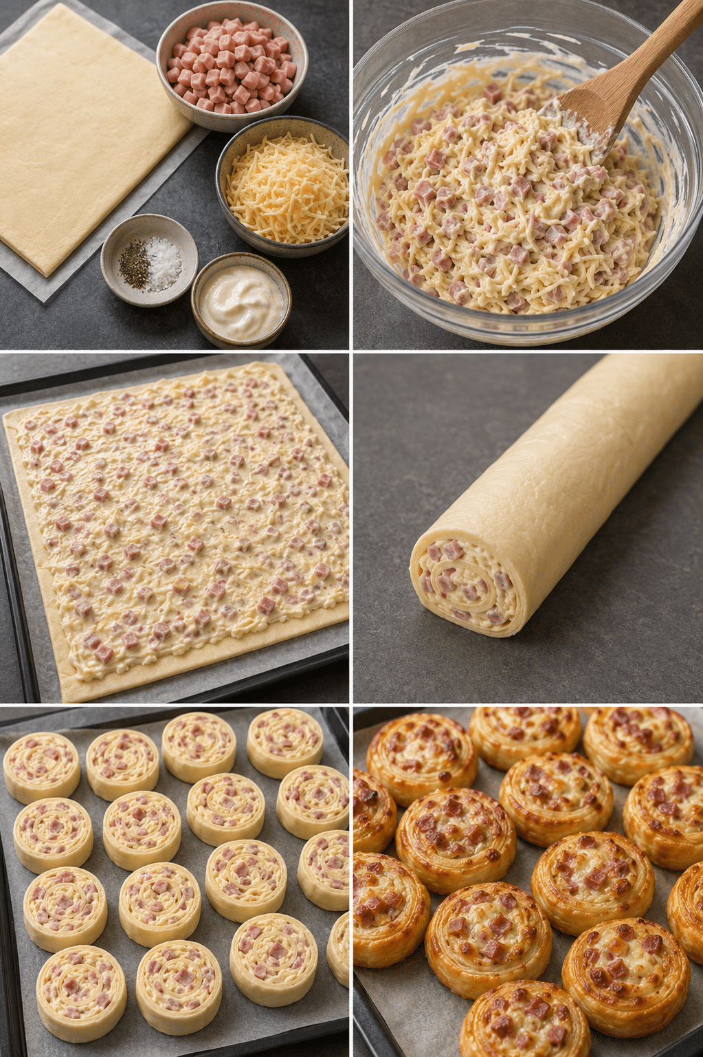 Roulés Croustillants au Fromage et Lardons (Pâte Feuilletée) : les bouchées dorées