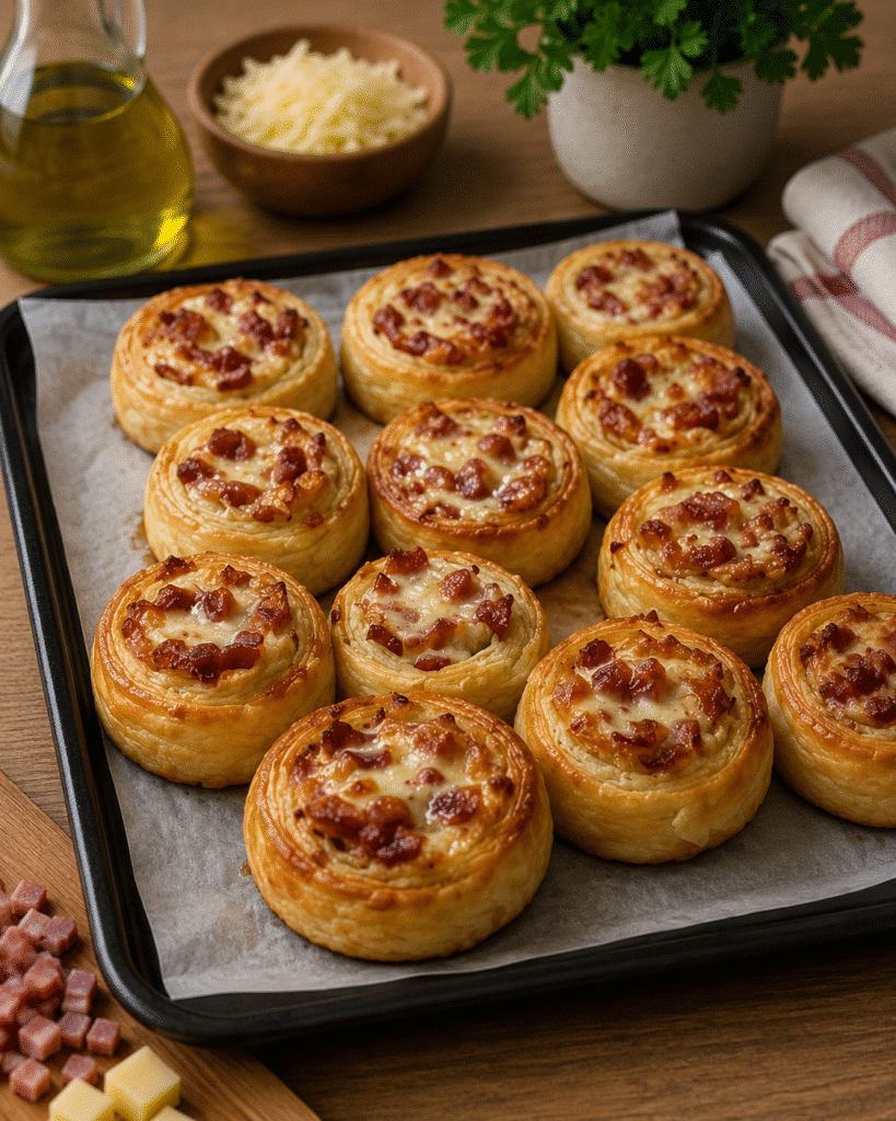 Roulés Croustillants au Fromage et Lardons (Pâte Feuilletée) : les bouchées dorées et ultra gourmandes