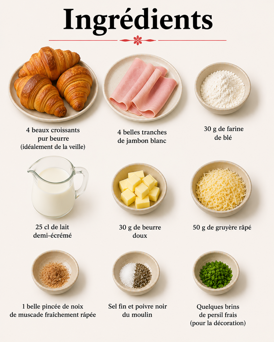 La Liste des Ingrédients : Croissants Jambon Béchamel : le brunch gourmand ultra fondant et croustillant
