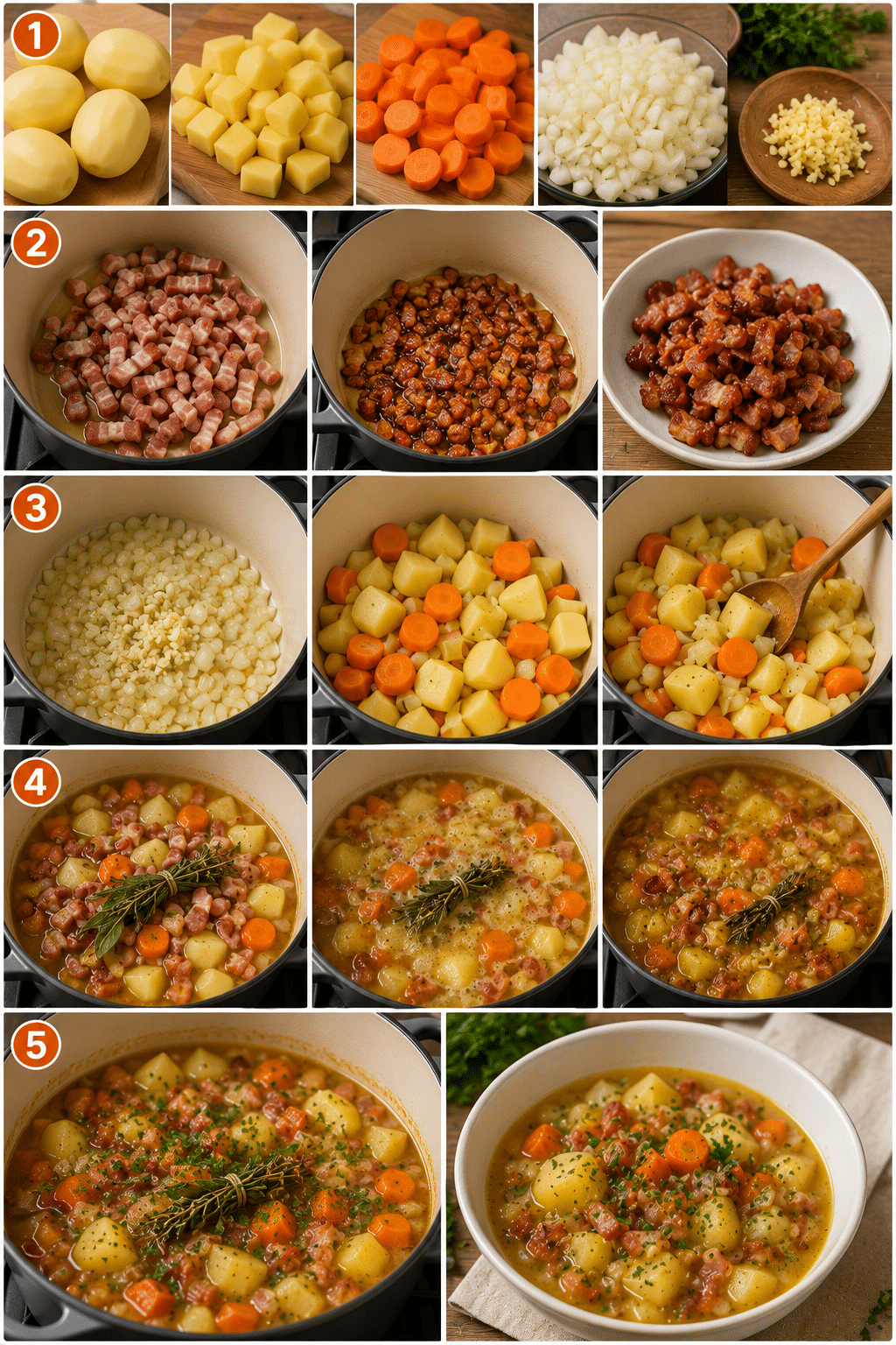 Le Guide de Préparation : Ragoût du Pauvre aux Pommes de Terre, Carottes et Lardons Le Guide de Préparation : Ragoût du Pauvre aux Pommes de Terre, Carottes et Lardons