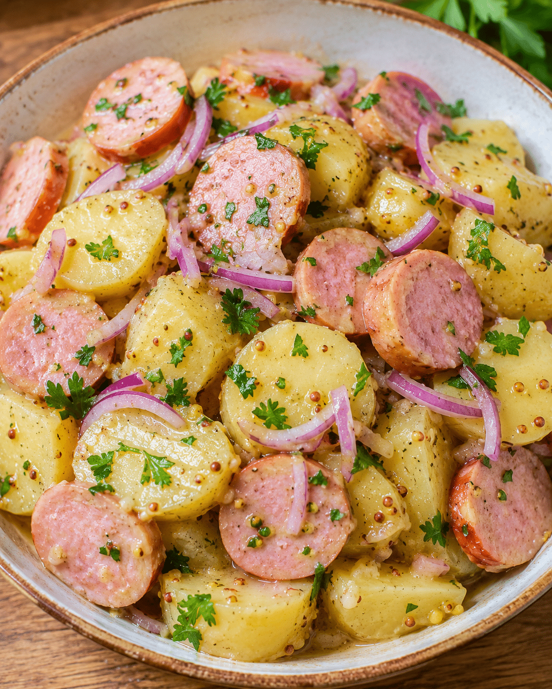 Salade de Pommes de Terre au Cervelas et Moutarde à l’Ancienne