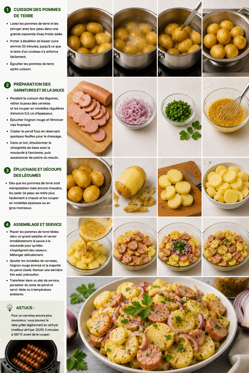 Le Guide de Préparation : Salade de Pommes de Terre au Cervelas et Moutarde à l'Ancienne : le grand classique des brasseries et pique-niques
