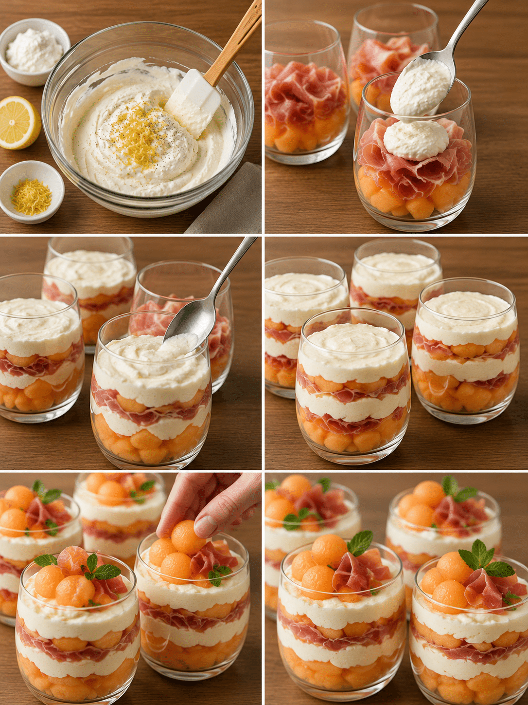 Tiramisu Estival au Melon, Jambon Sec & Fromage Frais : la verrine fraîche