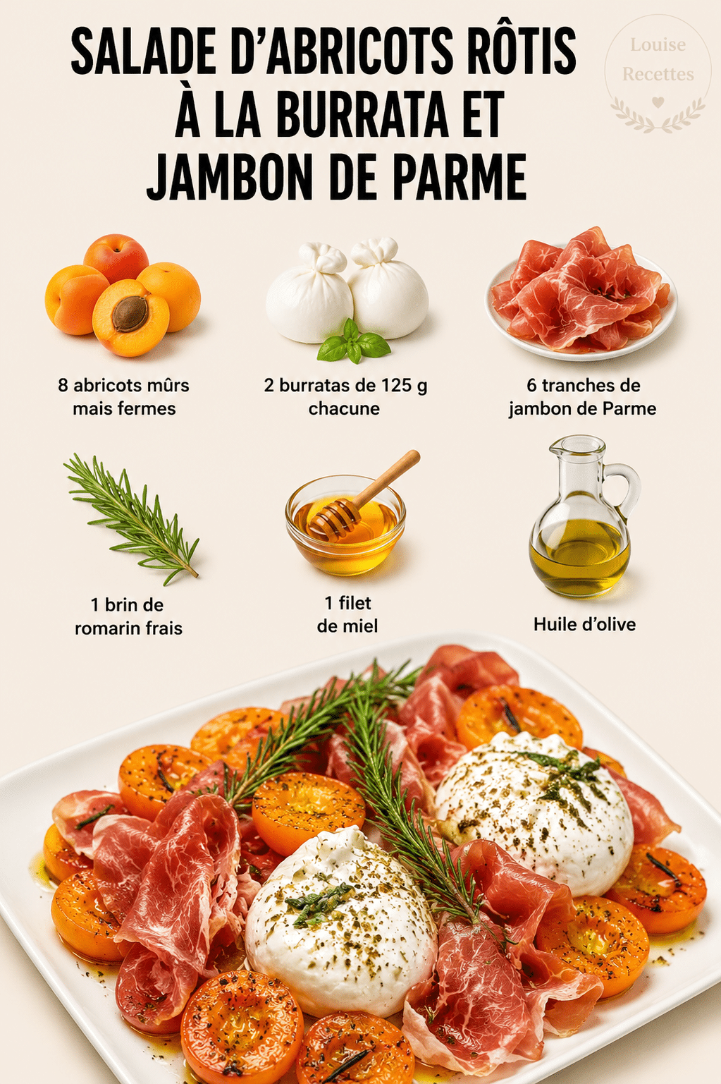 Salade d’Abricots Rôtis à la Burrata et Jambon de Parme : l’entrée estivale élégante Salade d’Abricots Rôtis à la Burrata et Jambon de Parme : l’entrée estivale élégante