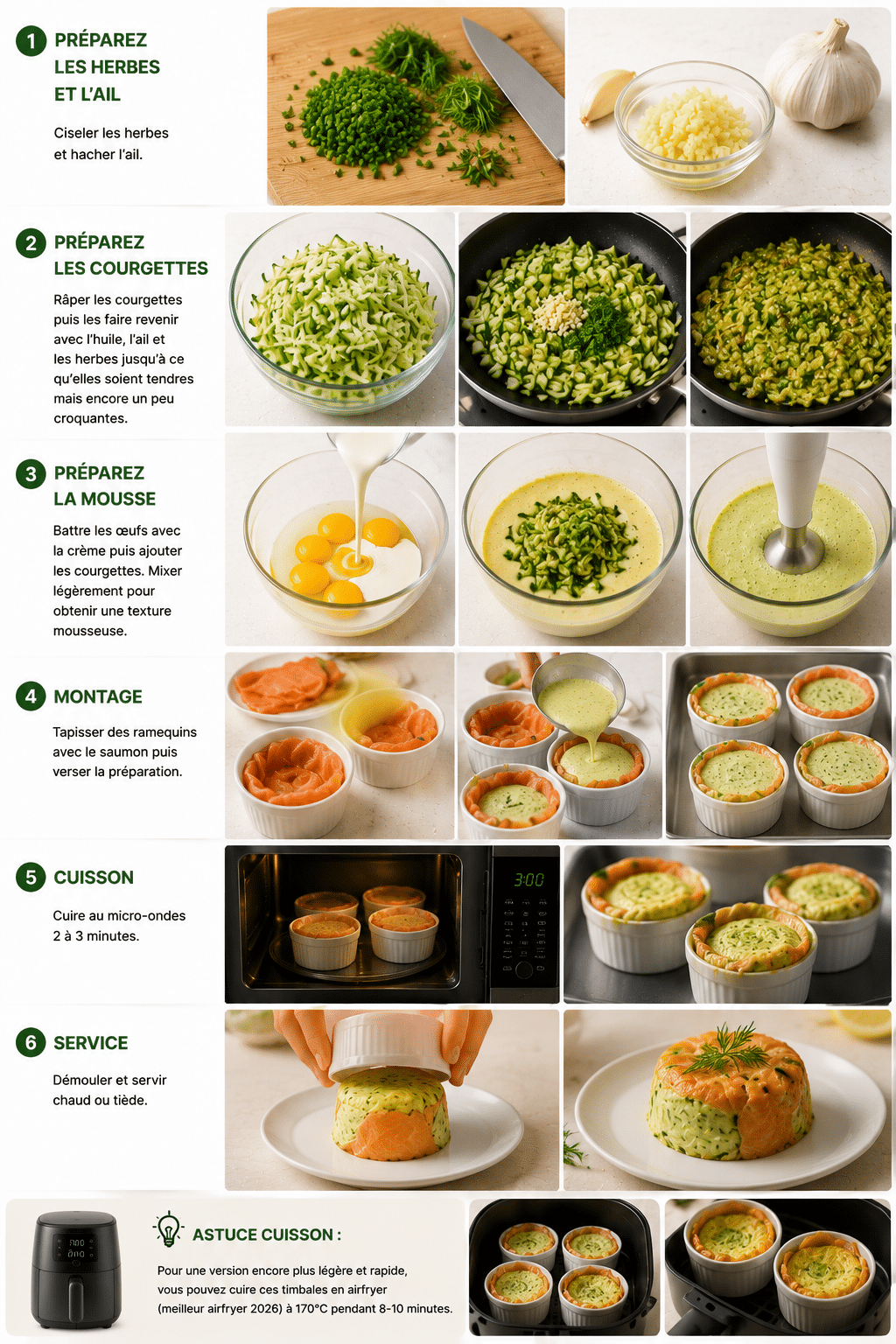 Le Guide de Préparation : Timbales Saumon et Mousse de Courgettes : l’entrée légère, élégante et savoureuse de l’été