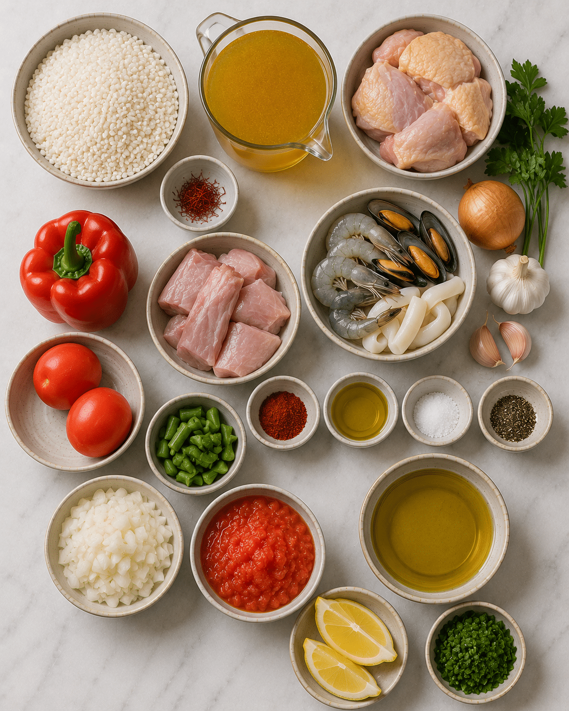 La Liste des Ingrédients : Paëlla Espagnole Traditionnelle : le plat festif, coloré et parfumé qui sent bon l’Espagne