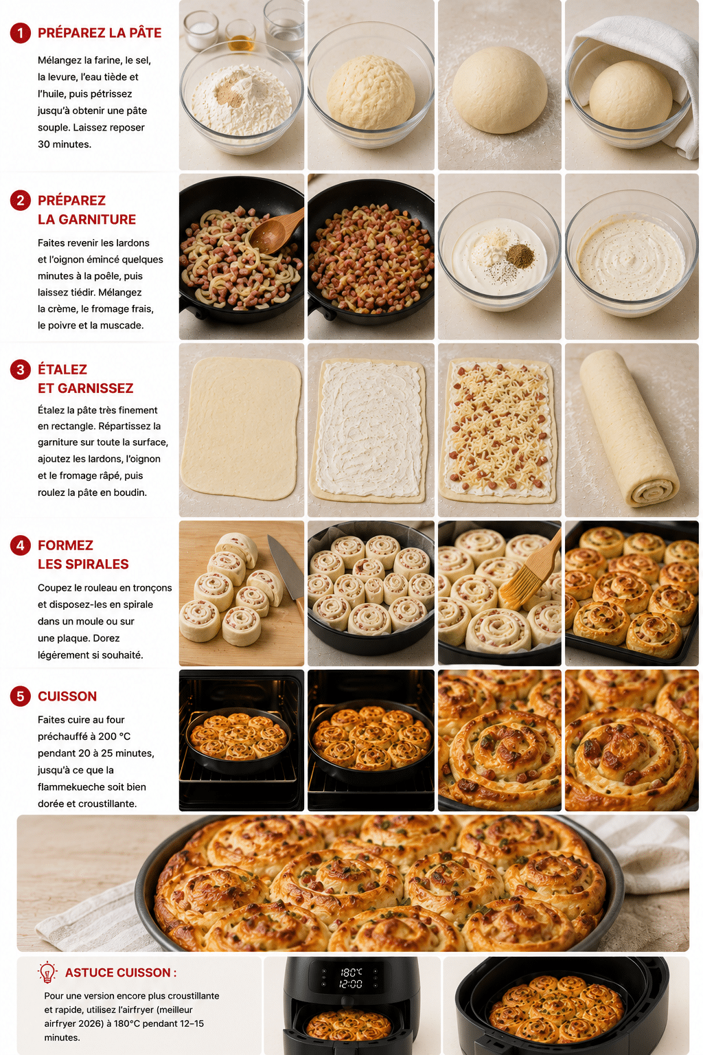 Le Guide de Préparation : Flammekueche aux Lardons et au Fromage, Pâte Fine en Spirales : la version originale et gourmande de la tarte flambée alsacienne Le Guide de Préparation : Flammekueche aux Lardons et au Fromage, Pâte Fine en Spirales : la version originale et gourmande de la tarte flambée alsacienne