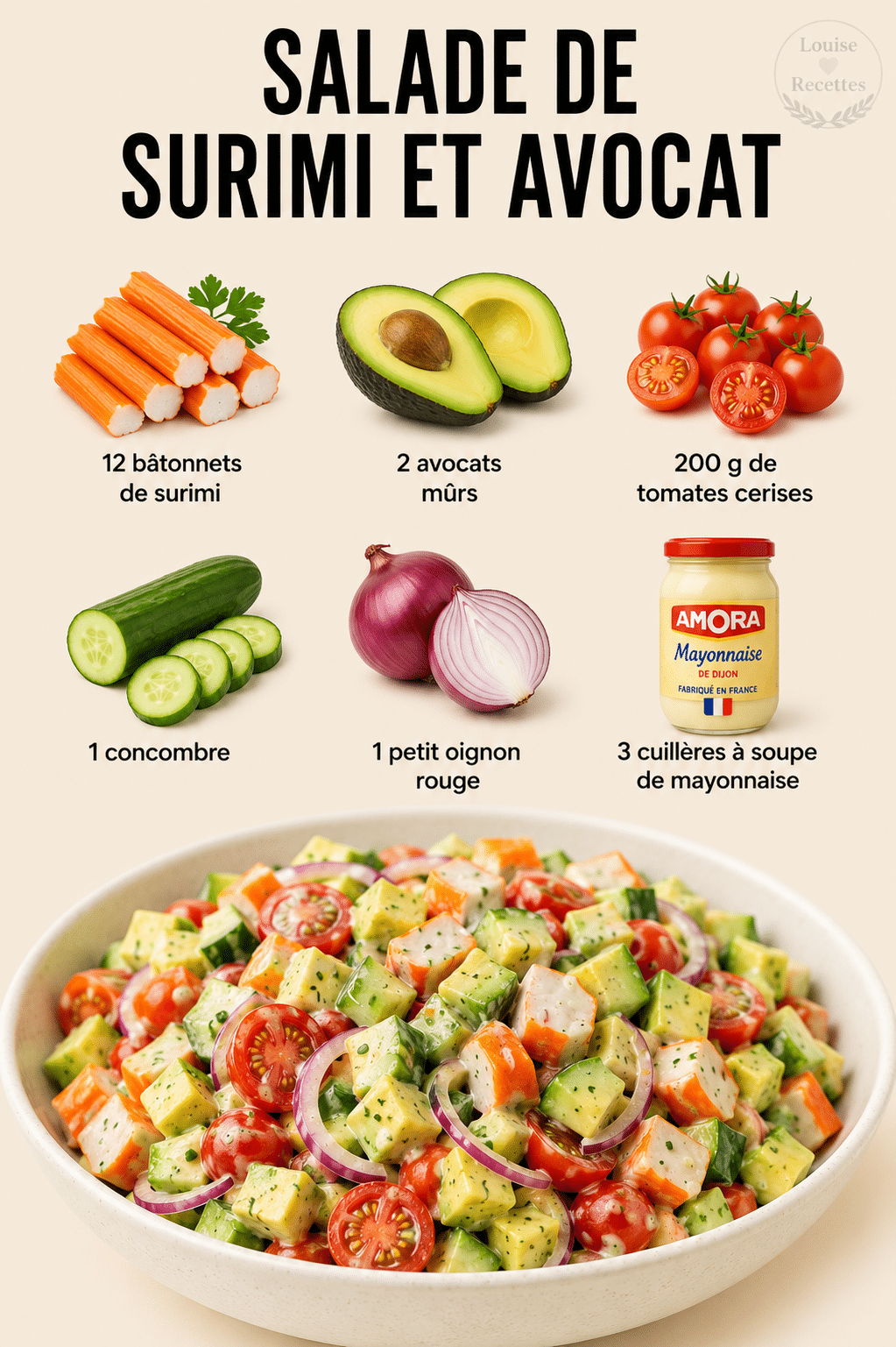 Salade de Surimi et Avocat : la recette fraîche, crémeuse et ultra gourmande de l’été Salade de Surimi et Avocat : la recette fraîche, crémeuse et ultra gourmande de l’été