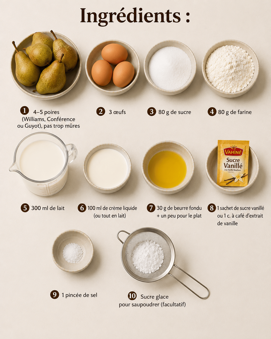 La Liste des Ingrédients : Clafoutis aux Poires : le dessert simple, fondant et parfumé de l’automne