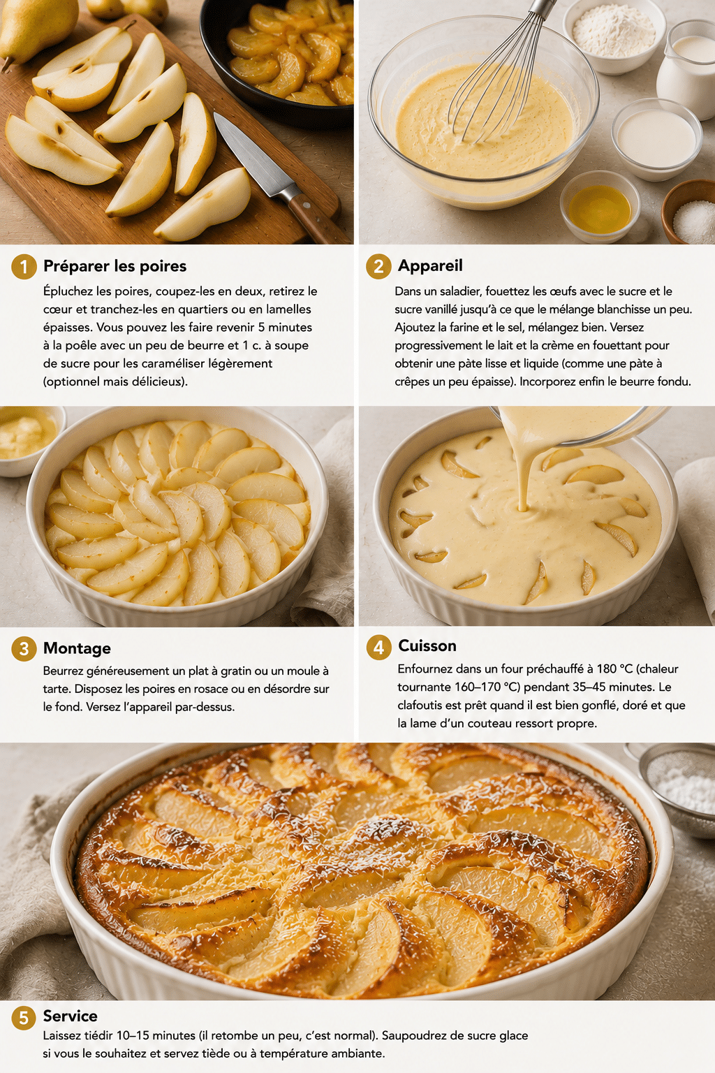 Le Guide de Préparation : Clafoutis aux Poires : le dessert simple, fondant et parfumé de l’automne