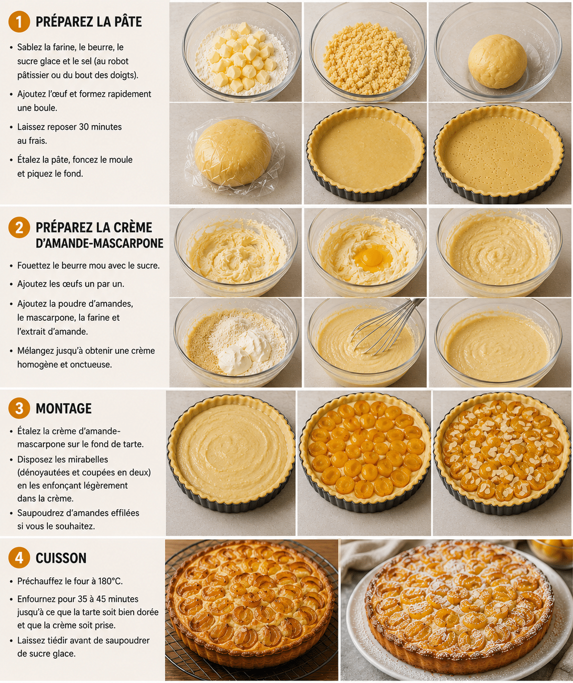 Le Guide de Préparation : Tarte aux Mirabelles, Crème d’Amande et Mascarpone : le dessert onctueux Le Guide de Préparation : Tarte aux Mirabelles, Crème d’Amande et Mascarpone : le dessert onctueux