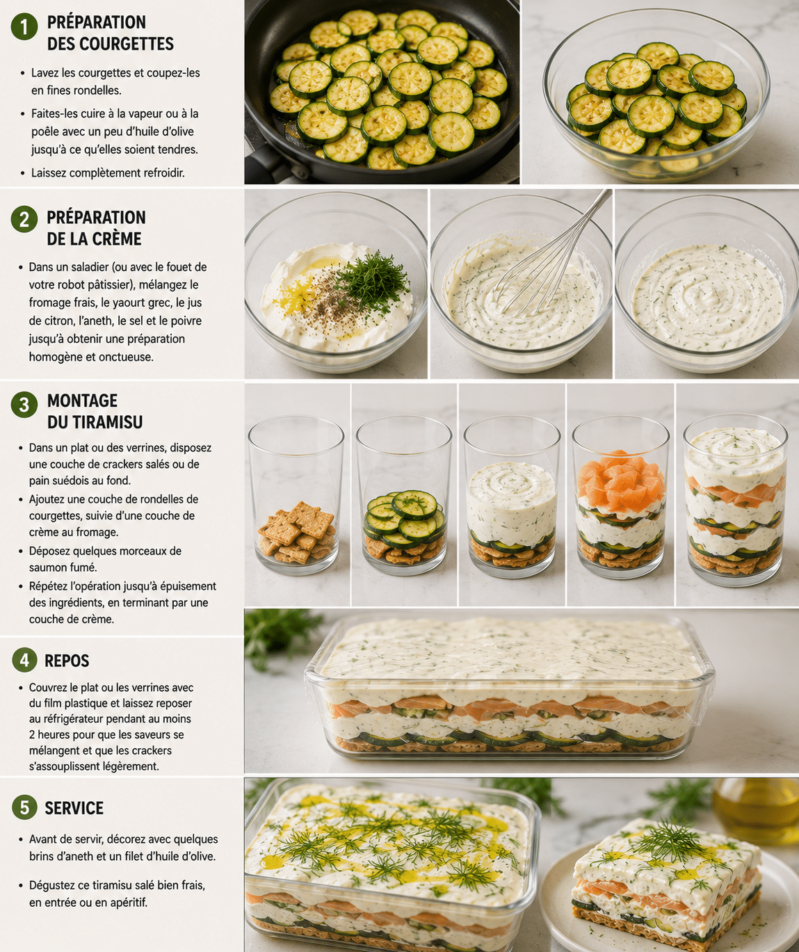 Le Guide de Préparation : Tiramisu Salé aux Courgettes et Saumon Fumé : l’entrée fraîche, élégante