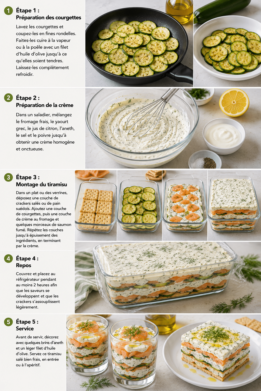 Le Guide de Préparation : Tiramisu Salé aux Courgettes et Saumon Fumé : l’entrée fraîche, élégante et ultra savoureuse Le Guide de Préparation : Tiramisu Salé aux Courgettes et Saumon Fumé : l’entrée fraîche, élégante et ultra savoureuse