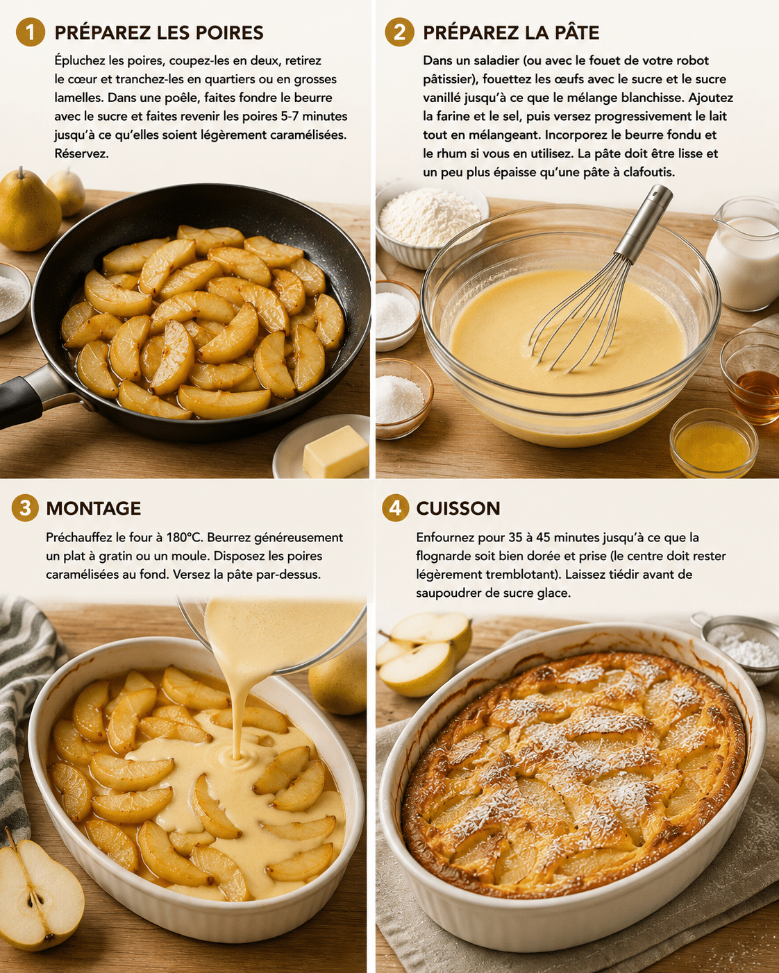 Le Guide de Préparation : Flognarde Auvergnate aux Poires : le dessert rustique, fondant et réconfortant
