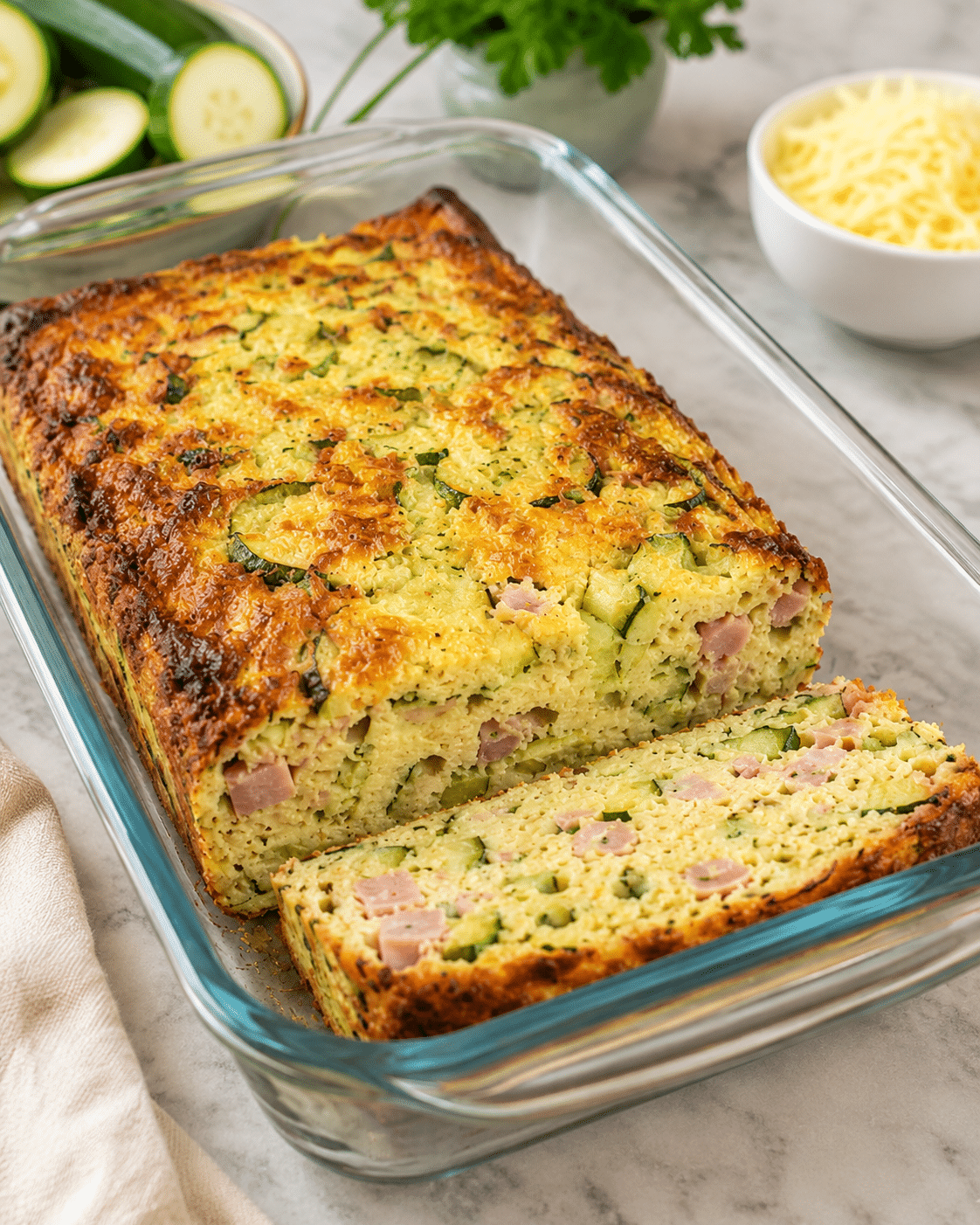 Flan Moelleux aux Courgettes, Jambon et Fromage