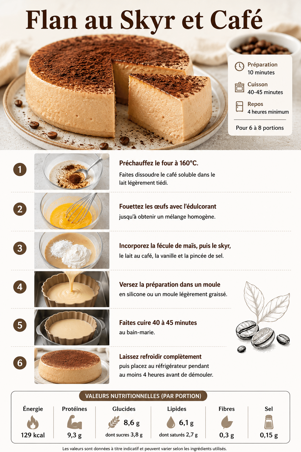 Le Guide de Préparation : Flan au Café Léger 0 SP : le dessert onctueux, parfumé