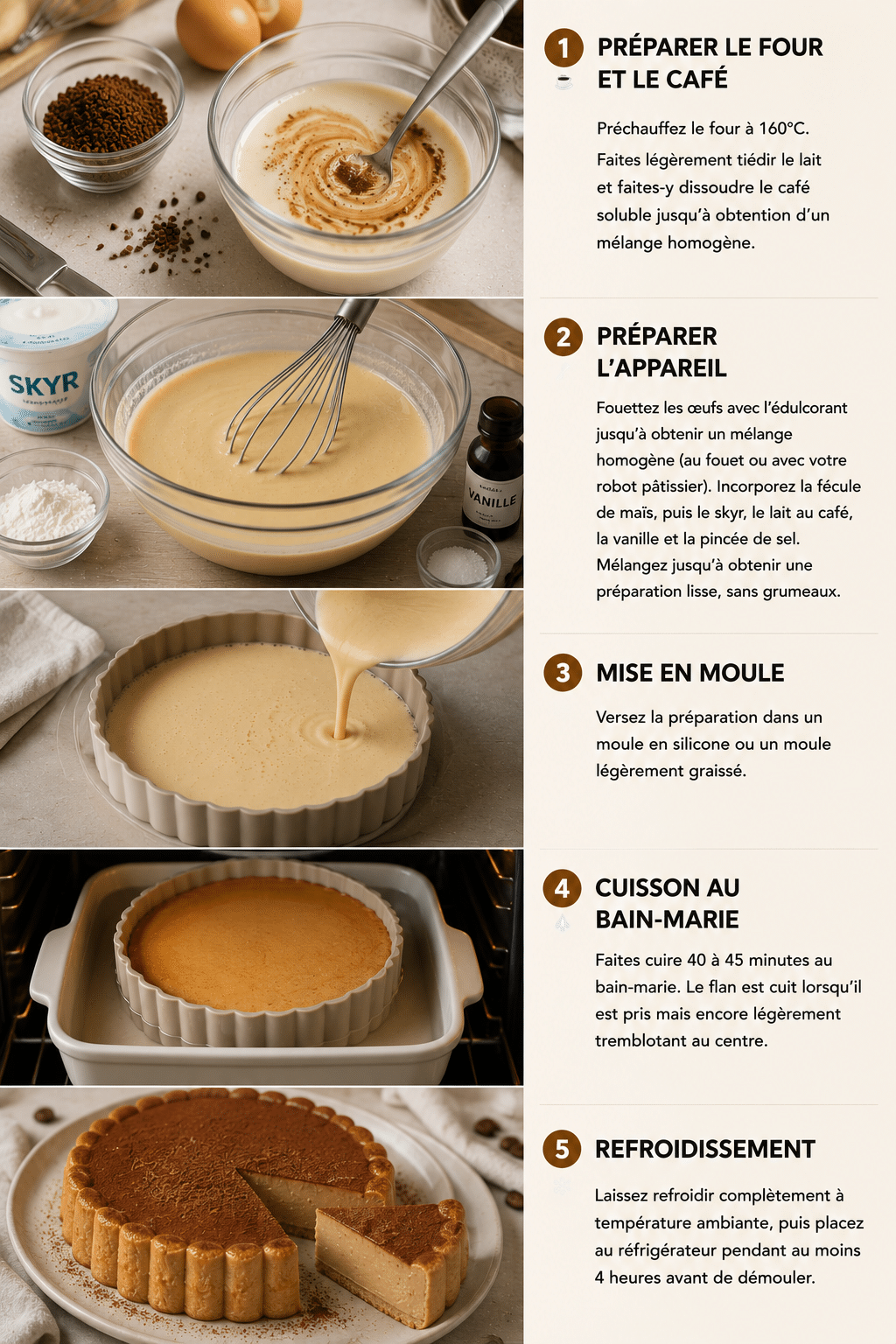 Le Guide de Préparation : Flan au Café Léger 0 SP : le dessert onctueux, parfumé et sans culpabilité