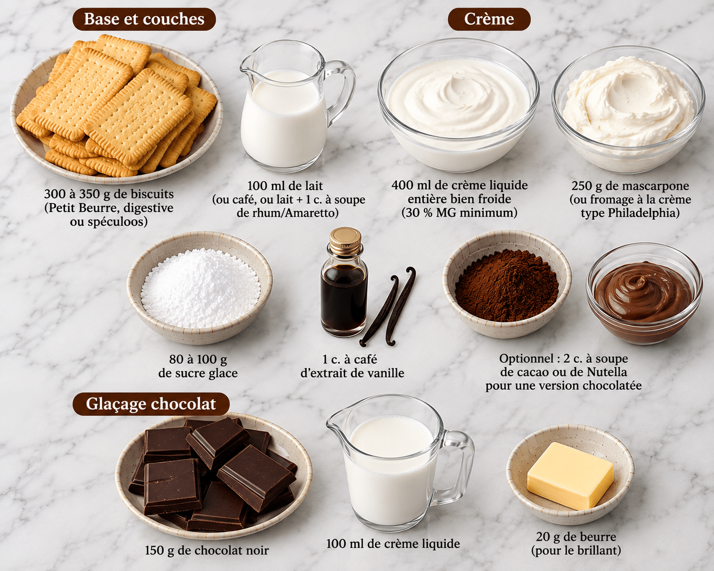 La Liste des Ingrédients : Tarte de Biscuits Sans Cuisson : le dessert ultra-facile, fondant et impressionnant