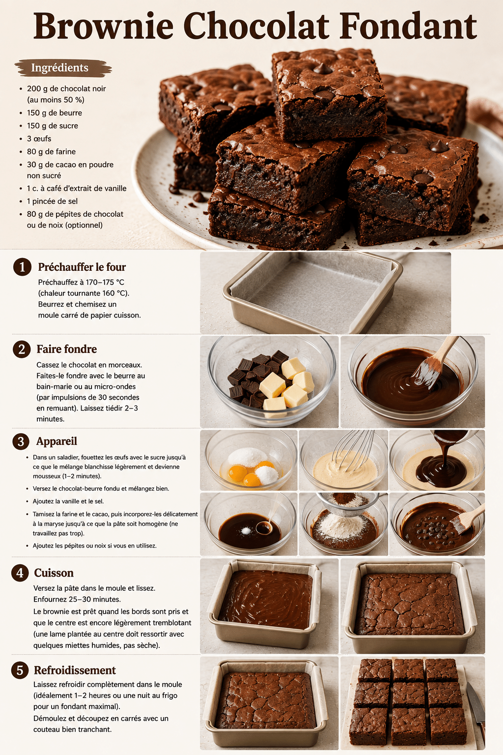 Le Guide de Préparation : Brownie Ultra Fondant au Chocolat : le gâteau intense, croustillant Le Guide de Préparation : Brownie Ultra Fondant au Chocolat : le gâteau intense, croustillant
