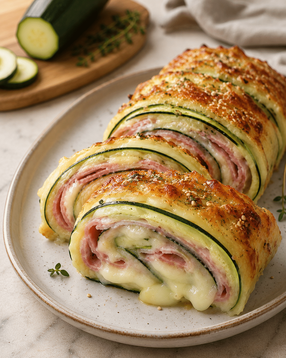 Feuilleté de Courgettes à la Mozzarella et au Jambon