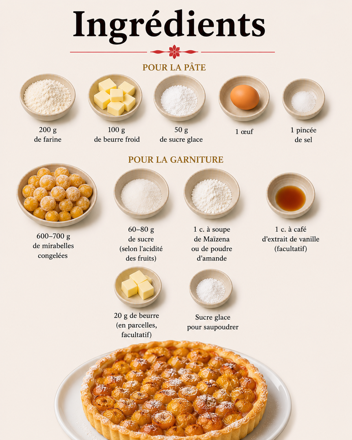 La Liste des Ingrédients : Tarte aux Mirabelles Congelées : le dessert fruité et gourmand toute l’année
