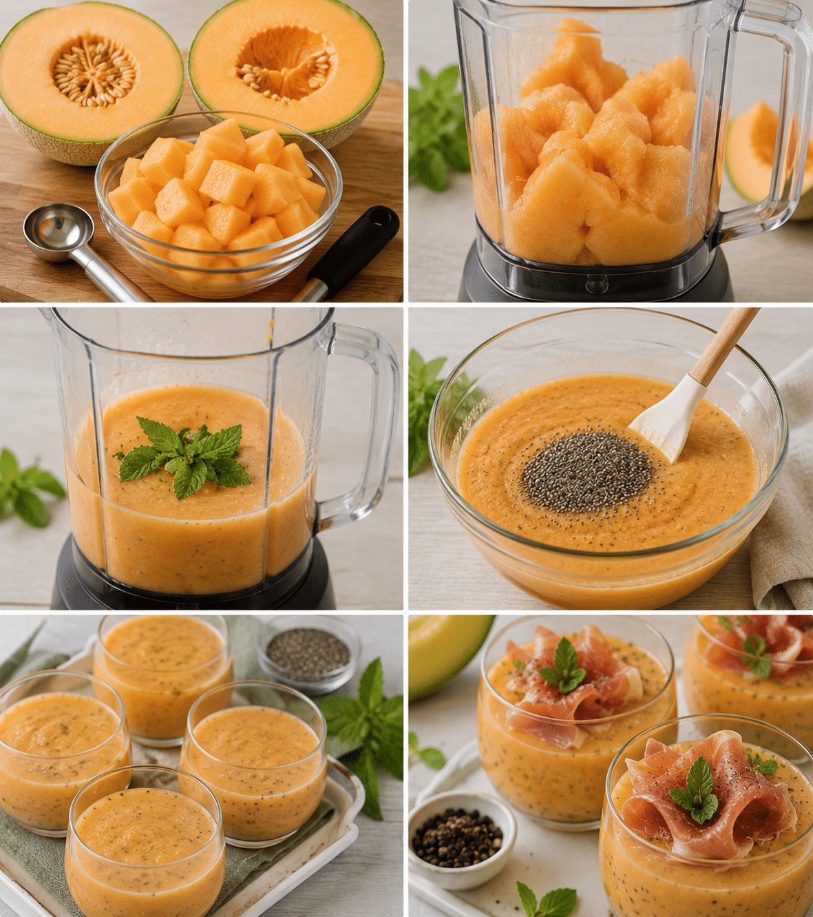 Le Guide de Préparation : Soupe Froide au Melon, Jambon Fumé et Menthe : la fraîcheur élégante de l’été
