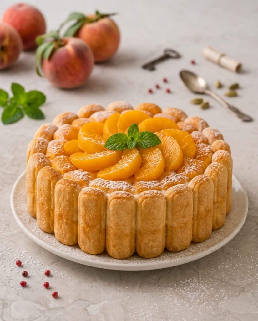 Charlotte Fondante aux Pêches et Flan Vanillé : le dessert frais