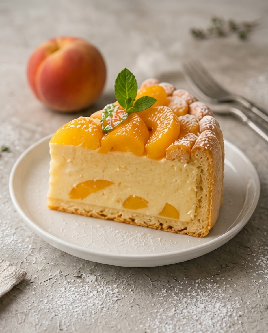 Charlotte Fondante aux Pêches et Flan Vanillé : le dessert frais, élégant et ultra facile