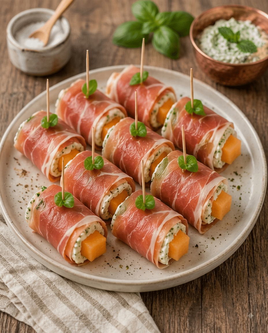 Roulés Jambon-Melon au Fromage Frais