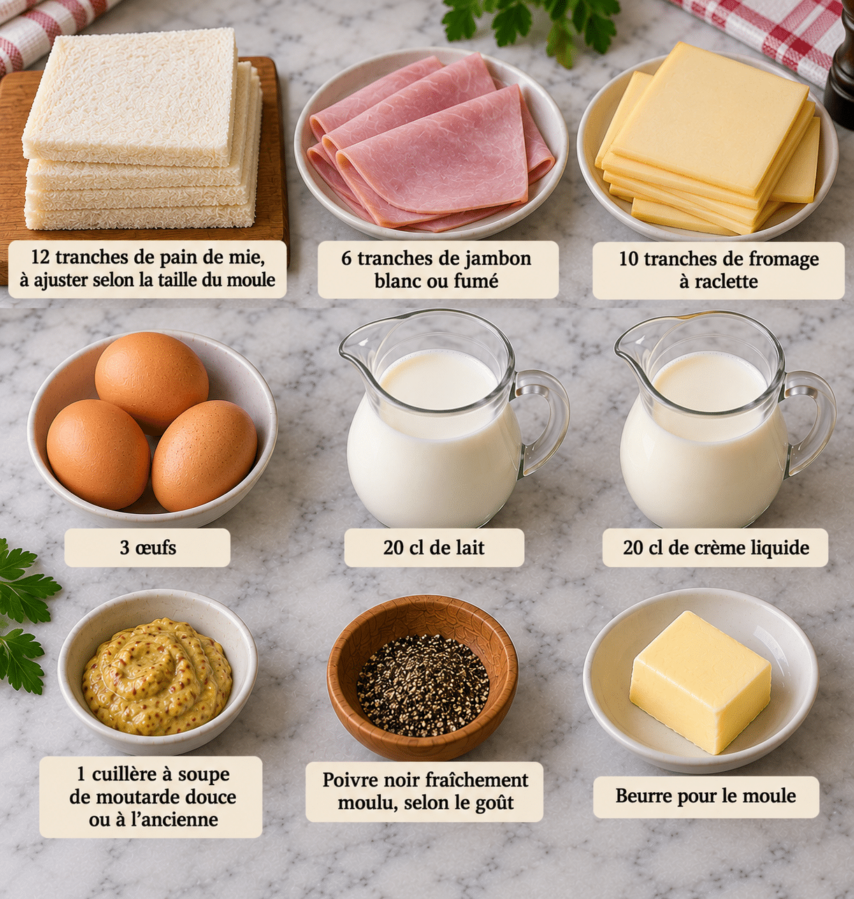 La Liste des Ingrédients : Croque-Cake au Jambon et à la Raclette : une recette fondante et gourmande