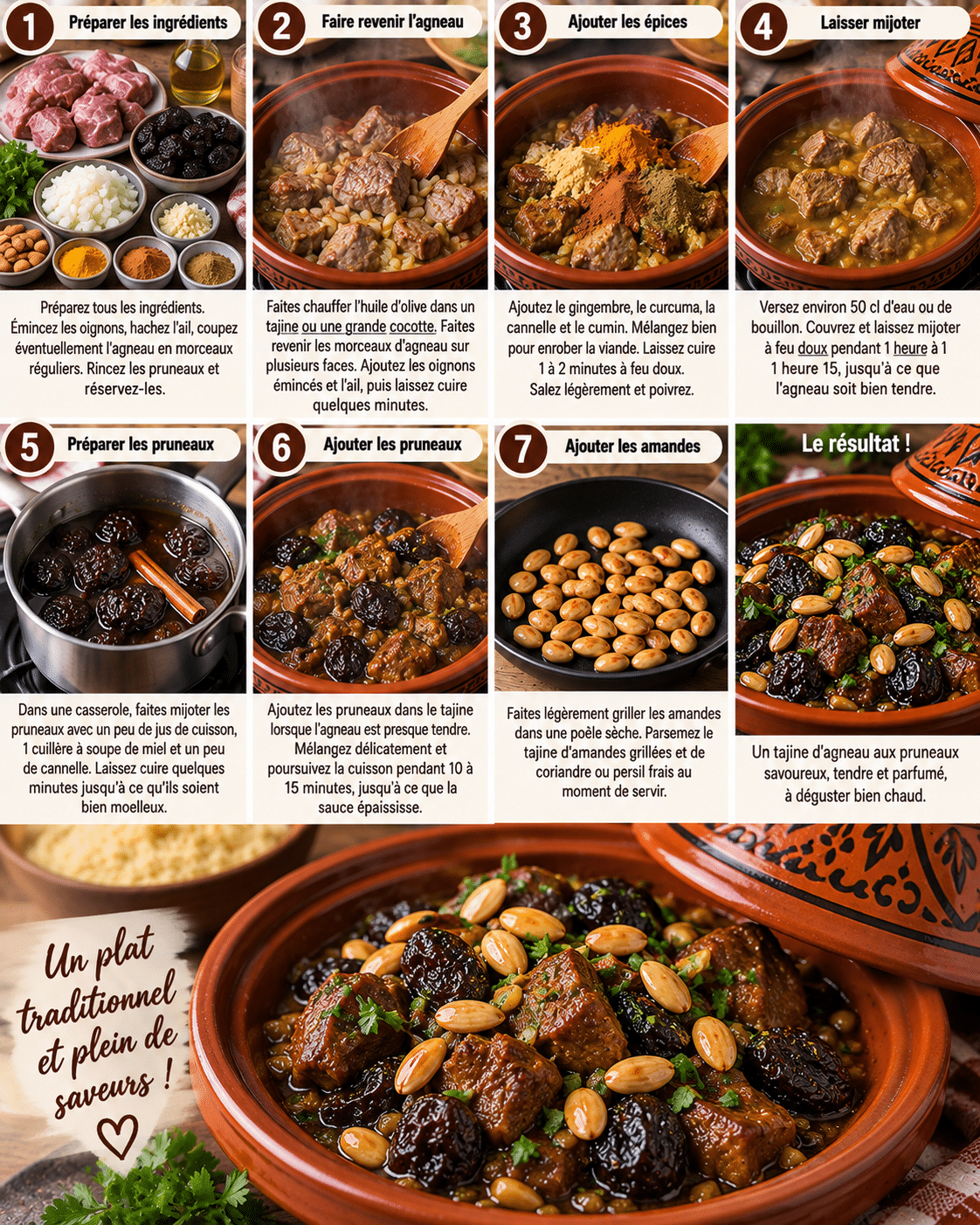 Le Guide de Préparation : Tajine d’Agneau aux Pruneaux : une recette fondante, parfumée et généreuse