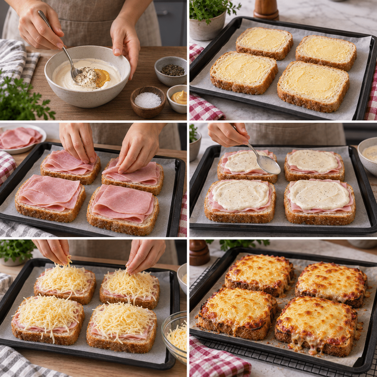 Guide de Préparation : Tartines Gratinées au Jambon et Fromage à la Crème Fraîche : une recette facile et ultra gourmande
