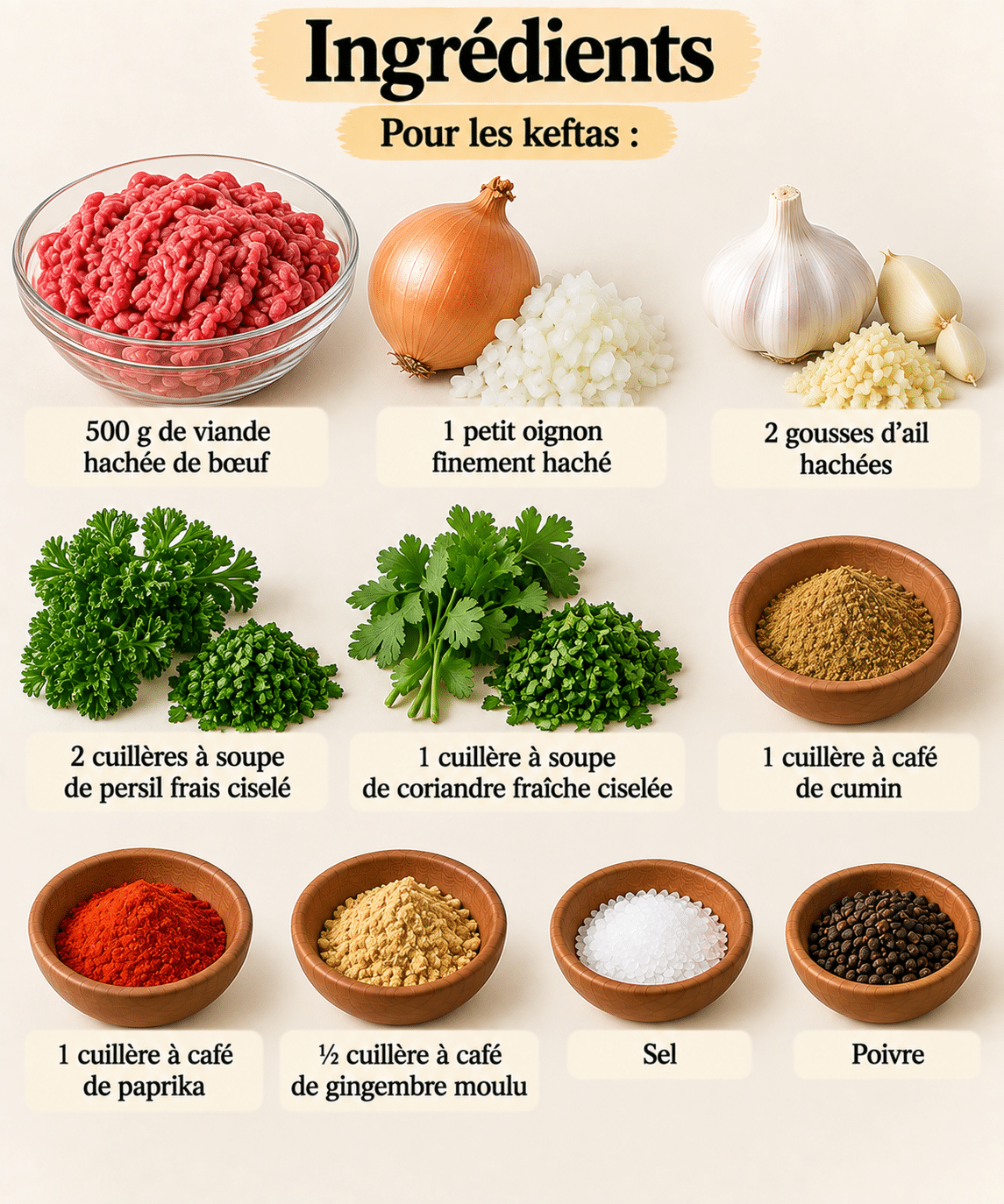 La Liste des Ingrédients : Tajine de Kefta aux Œufs Pochés : un plat marocain généreux et parfumé