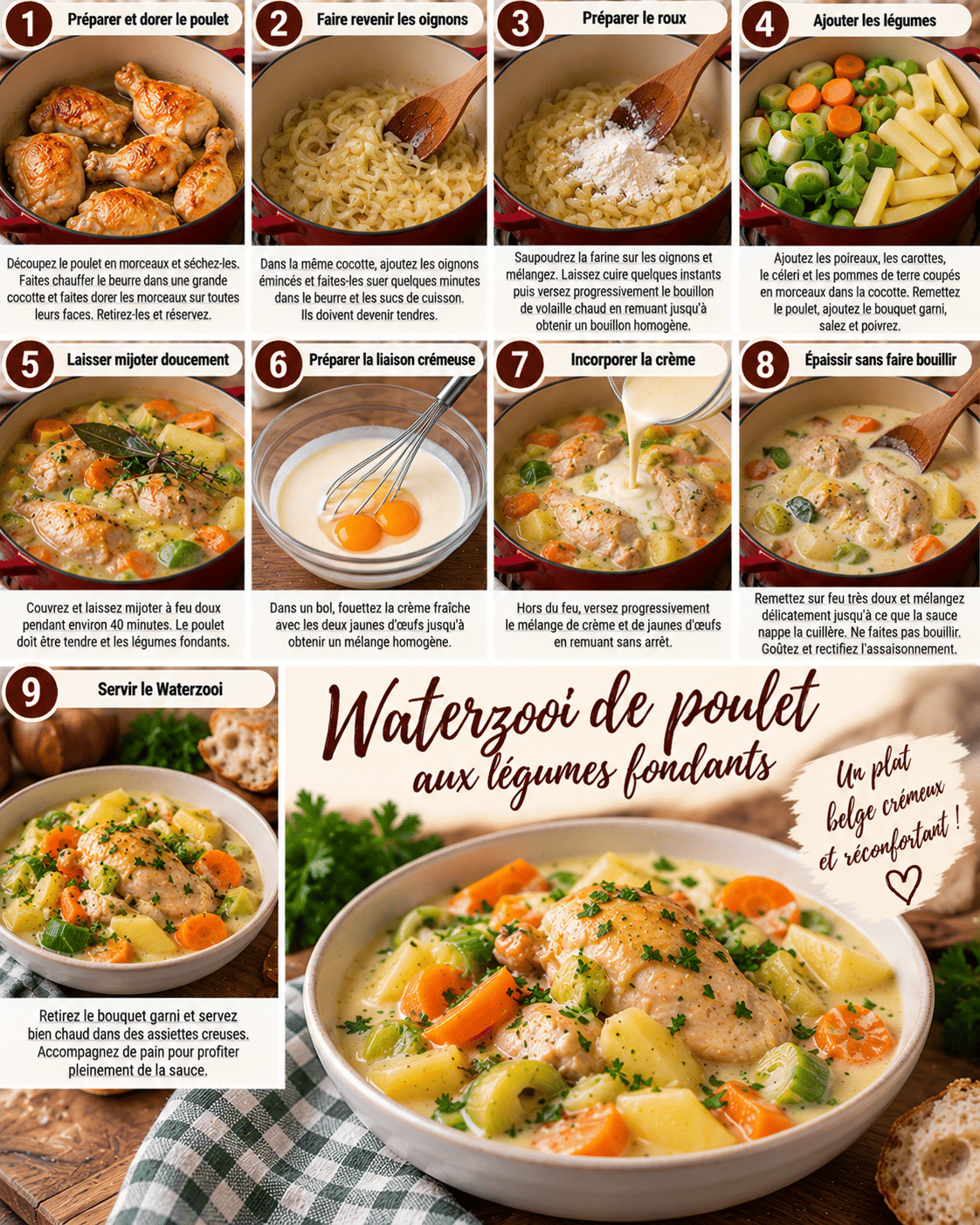 Guide de Préparation : Waterzooi de Poulet aux Légumes Fondants : un plat belge crémeux et réconfortant Guide de Préparation : Waterzooi de Poulet aux Légumes Fondants : un plat belge crémeux et réconfortant