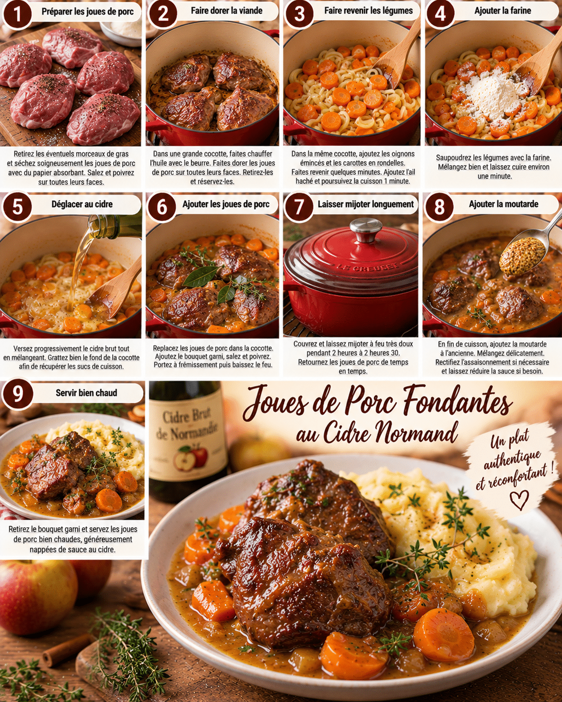 Guide de Préparation : Joues de Porc Fondantes au Cidre Normand : une recette mijotée et réconfortante