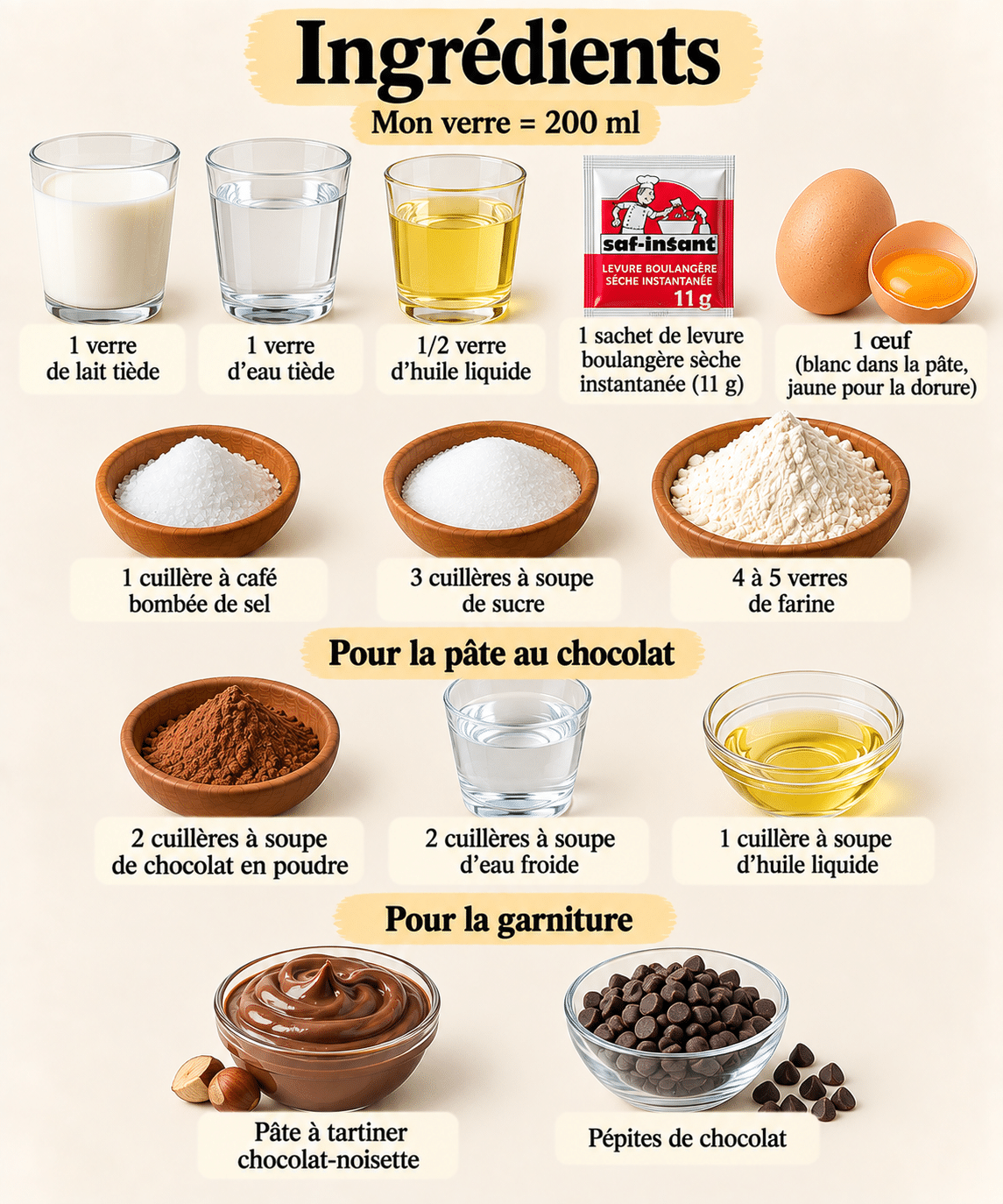 La Liste des Ingrédients : Croissants Briochés au Chocolat : une recette moelleuse, gourmande et facile