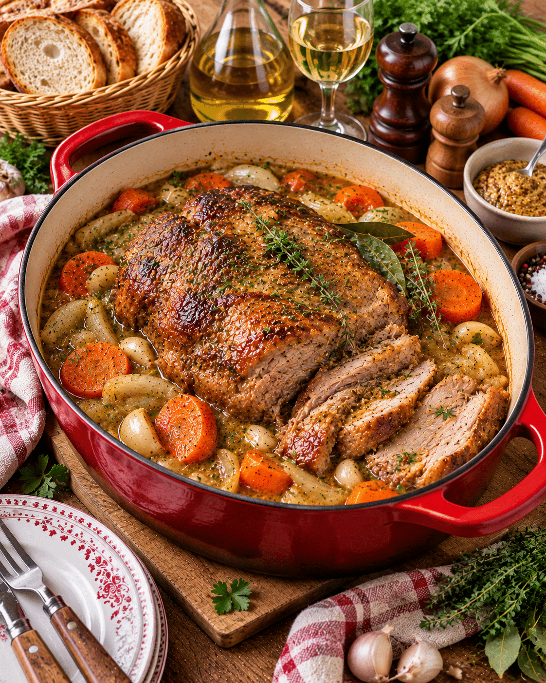 Échine de porc braisée au vin blanc : une viande fondante et généreuse