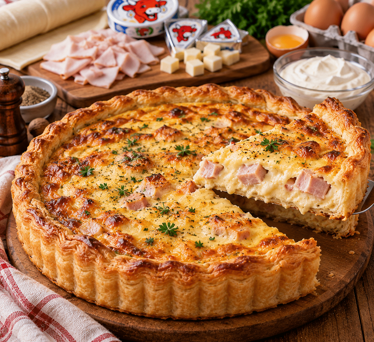 Quiche au Blanc de Dinde et Vache qui rit : une recette crémeuse, fondante et facile