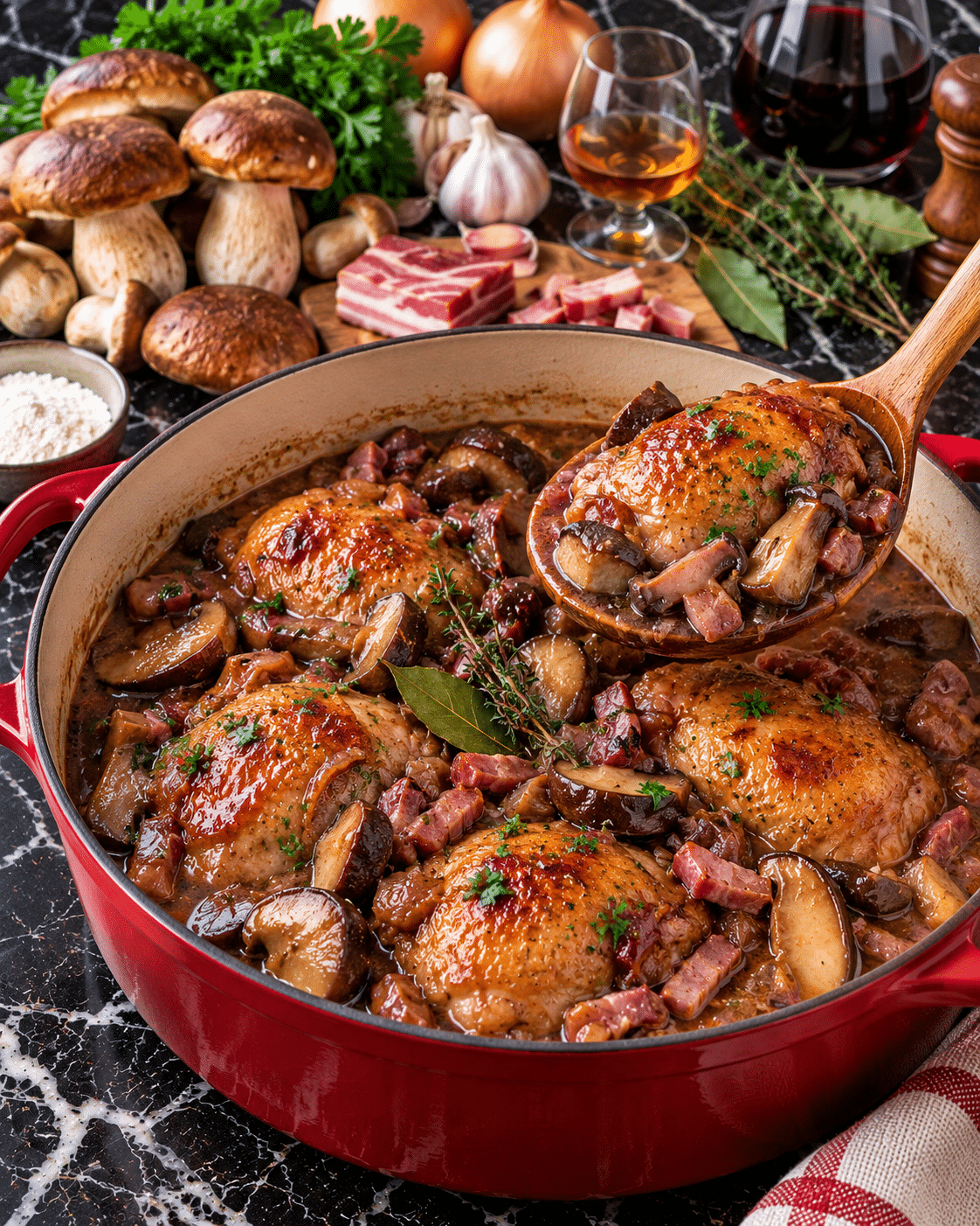 Fricassée périgourdine au poulet fermier et cèpes : une recette généreuse aux saveurs du Périgord