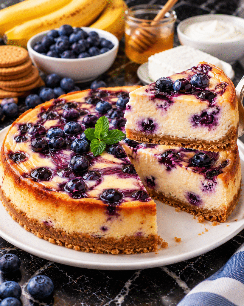 Cheesecake Léger aux Myrtilles et à la Banane