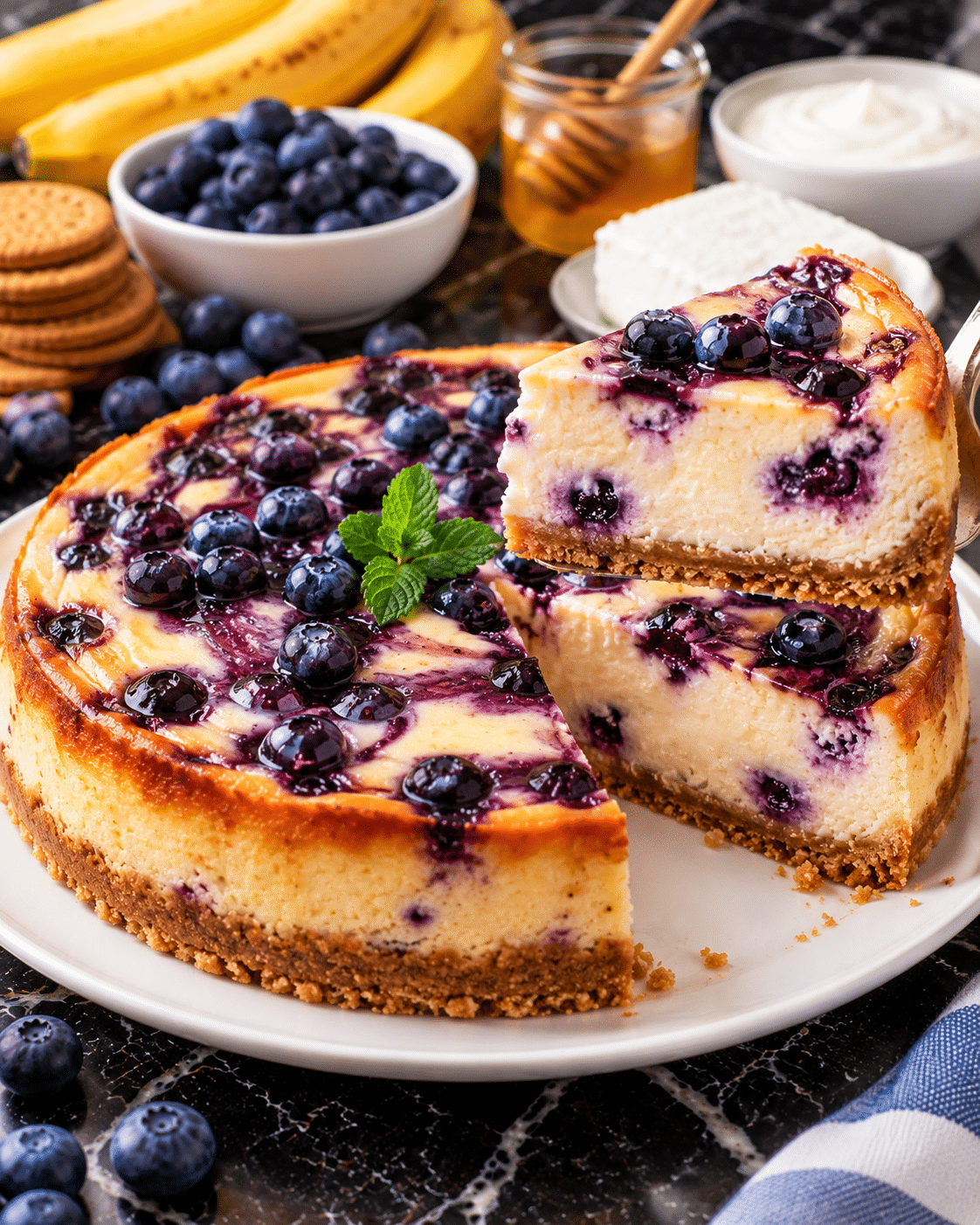 Cheesecake Léger aux Myrtilles et à la Banane