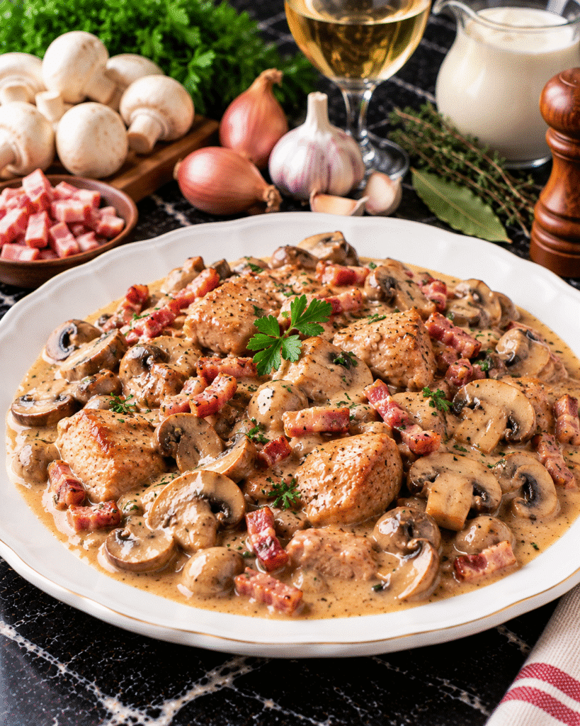 Sauté de porc forestier aux champignons : une recette crémeuse et réconfortante