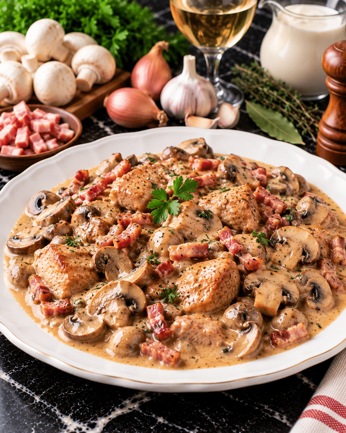 Sauté de porc forestier aux champignons