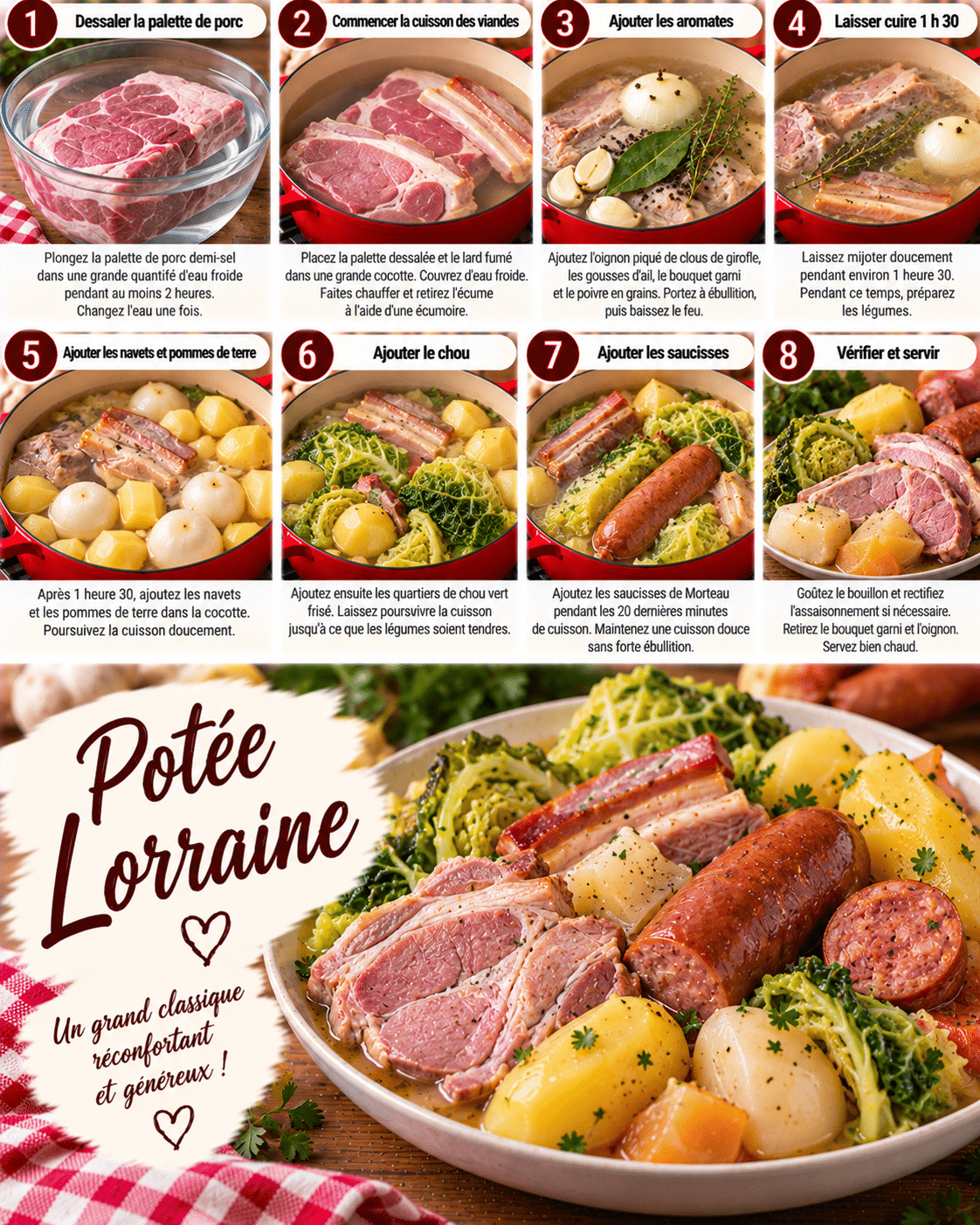 Guide de Préparation : Potée lorraine généreuse et fumée : un grand classique réconfortant Guide de Préparation : Potée lorraine généreuse et fumée : un grand classique réconfortant
