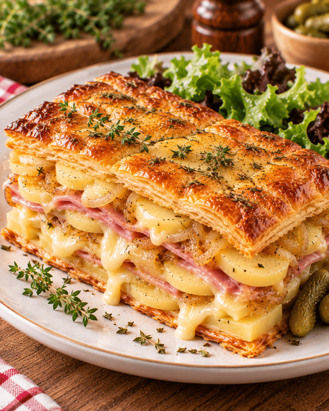 Millefeuille salé façon raclette : croustillant, fondant et ultra gourmand
