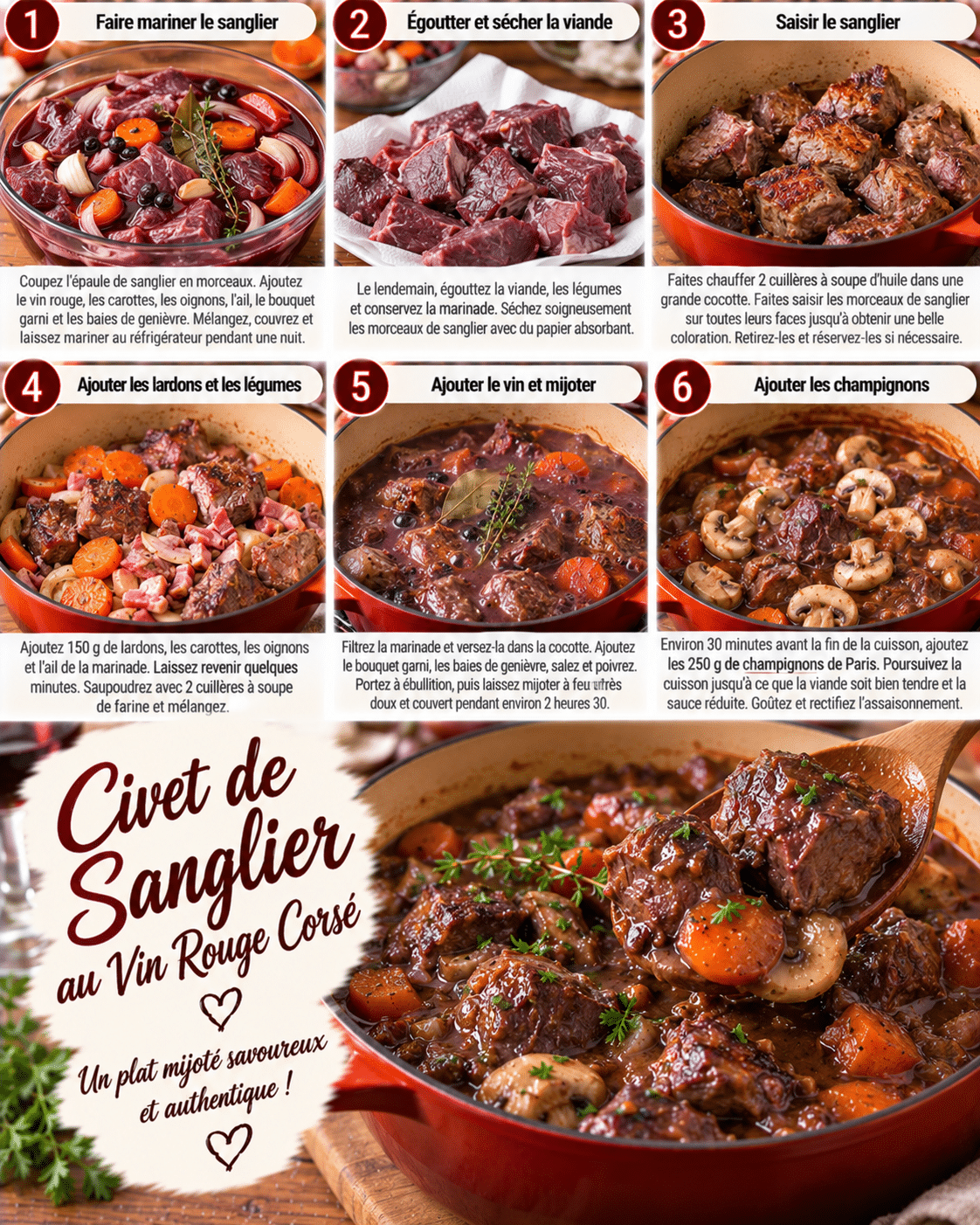 Civet de sanglier au vin rouge corsé Civet de sanglier au vin rouge corsé